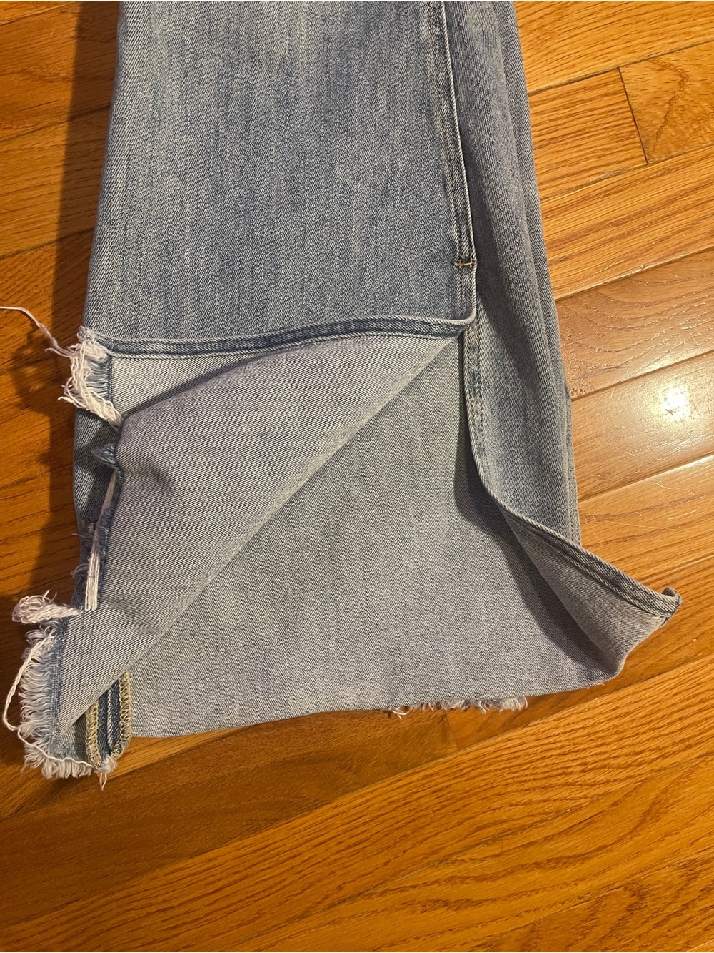 High-Rise Light Blue Distressed Flare Jeans - Picture 7 of 9
